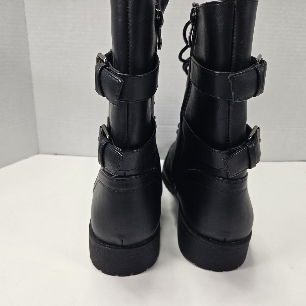 Women's Mid-calf Combat Military Boots w/Card Knife Wallet Zipper Pocket Size 11 - Picture 6 of 13